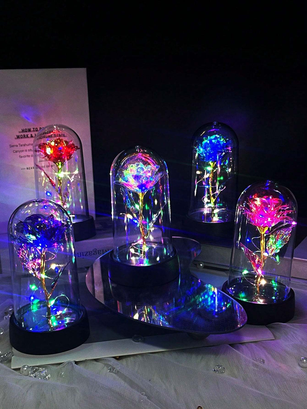 Wieczna róża z lampkami – prezent dla ukochanej