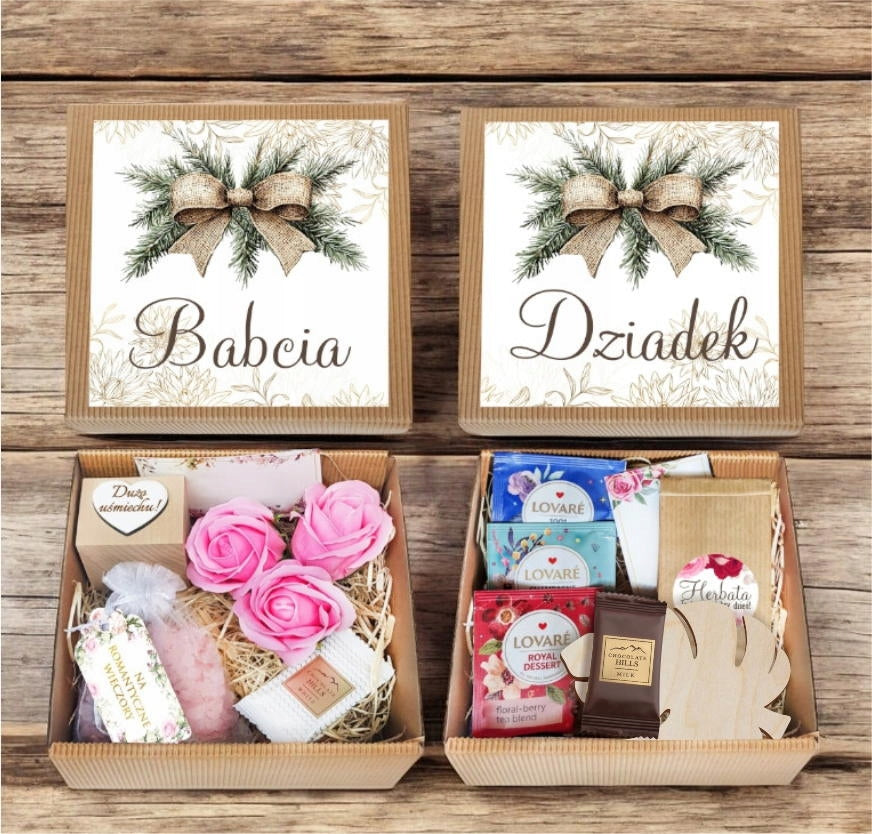 PREZENT NA DZIEŃ BABCI I DZIADKA ZESTAW KOSZ PREZENTOWY 2szt.